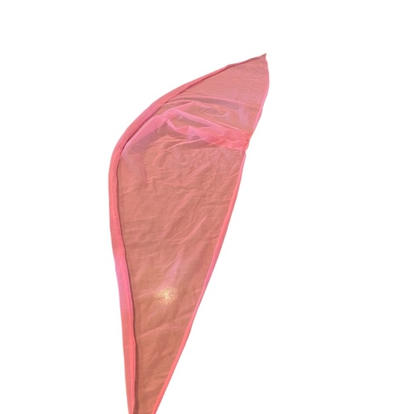 Vintage Sheer Chiffon Pink scarf to protect curlers / curls or boho headscarf - Picture 7 of 8